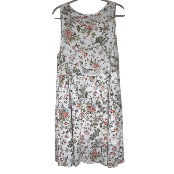 Frye Dress Womens XXL White Floral Midi Sleeveless Button Front Lined 2X Cottage - Picture 3 of 7